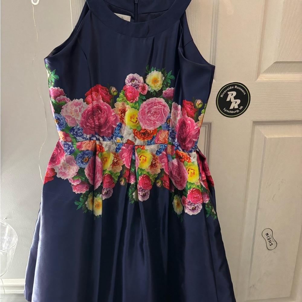 Elegant Navy Blue Floral Kids Dress